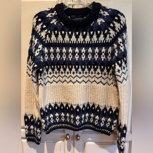 Scotch & Soda Cream and Navy Fair Isle Crewneck Sweater